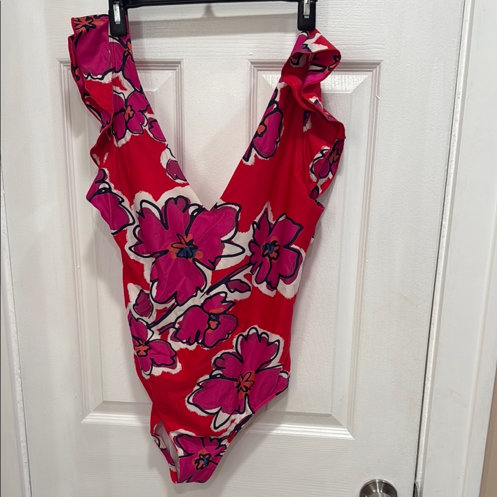 Summersalt one piece Floral Red and Pink One-Piece Swimsuit. Size 12